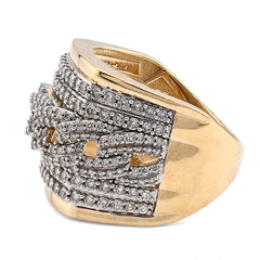 10k Yellow Gold Cuban Link 4 Row Men 1.98 CTW Natural Diamond Pinky Ring 10.3g