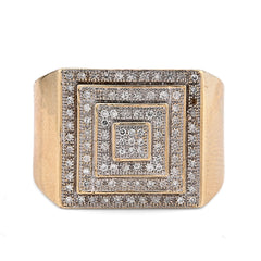 10k Yellow Gold 0.69 CTW Natural Diamond Multi Level Square Shape Men Pinky Ring 5.7g
