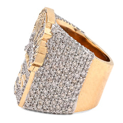 10k Yellow Gold 3.10 CTW Natural Diamond Trap House $100 Bill Top Men Pinky Ring 24.2gm