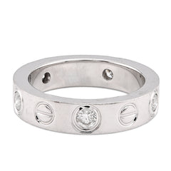 14k White Gold 0.74 CTW Natural Diamond Cartier 5 Diamond Love Ring Men Band 12.2g