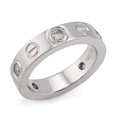 14k White Gold 0.74 CTW Natural Diamond Cartier 5 Diamond Love Ring Men Band 12.2g