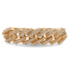 10k Yellow Gold Cuban Link 2 Finger 3 CTW Natural Diamond Men Ring 15.5g