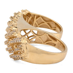 10k Yellow Gold Cuban Link 2 Finger 3 CTW Natural Diamond Men Ring 15.5g