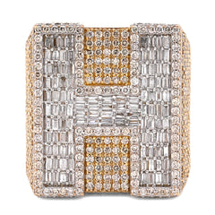 10k Yellow Gold 15.74 CTW Natural Diamond "H" Initial Men Ring 1.15" Wide 36.5g