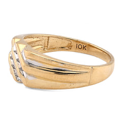 10k Yellow Gold 0.25 CTW Three Natural Diamond Diagonal Row Men Ring 3.7g
