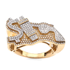 10k Yellow Gold 1.05 CTW "$", "Electric Plug", "Gun" Men Custom Natural Diamond Ring 7.5g