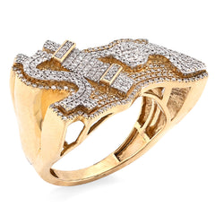 10k Yellow Gold 1.05 CTW "$", "Electric Plug", "Gun" Men Custom Natural Diamond Ring 7.5g