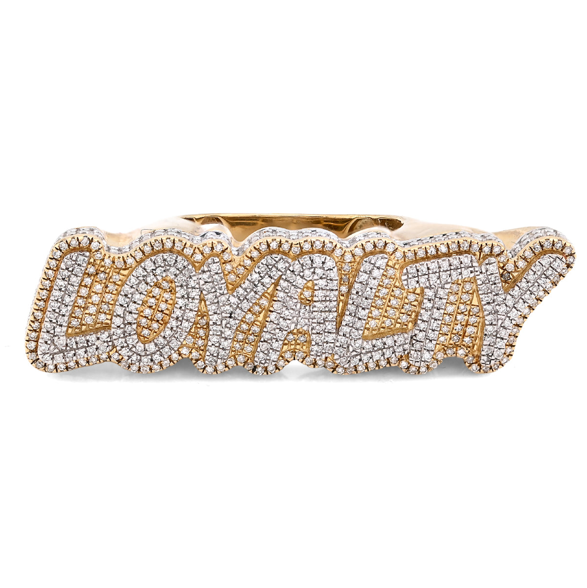 10k Yellow Gold 0.80 CTW Natural Diamond "LOYALTY" Men Custom Pinky Ring 17.8g