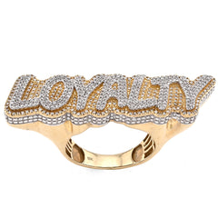 10k Yellow Gold 0.80 CTW Natural Diamond "LOYALTY" Men Custom Pinky Ring 17.8g