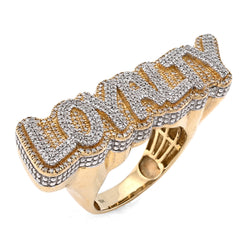 10k Yellow Gold 0.80 CTW Natural Diamond "LOYALTY" Men Custom Pinky Ring 17.8g