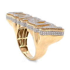10k Yellow Gold 0.80 CTW Natural Diamond "LOYALTY" Men Custom Pinky Ring 17.8g