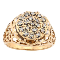 10k Yellow Gold Men Flower Cluster Round Royal 0.87 CTW Natural Diamond Men Ring 5.6gm