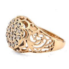10k Yellow Gold Men Flower Cluster Round Royal 0.87 CTW Natural Diamond Men Ring 5.6gm