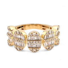 10k Yellow Gold Round/Baguette 2.50 CTW Oval Link Natural Diamond Men Pinky Ring 5.5g