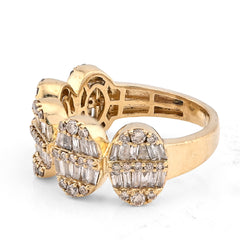 10k Yellow Gold Round/Baguette 2.50 CTW Oval Link Natural Diamond Men Pinky Ring 5.5g
