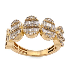 10k Yellow Gold Round/Baguette 2.50 CTW Oval Link Natural Diamond Men Pinky Ring 5.5g
