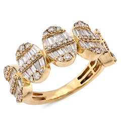 10k Yellow Gold Round/Baguette 2.50 CTW Oval Link Natural Diamond Men Pinky Ring 5.5g