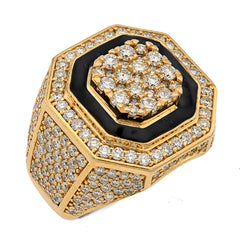 10k Yellow Gold 4.03 CTW Natural Diamond Octagon Shape Black Centre Men Pinky Ring 17.8m