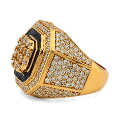 10k Yellow Gold 4.03 CTW Natural Diamond Octagon Shape Black Centre Men Pinky Ring 17.8m