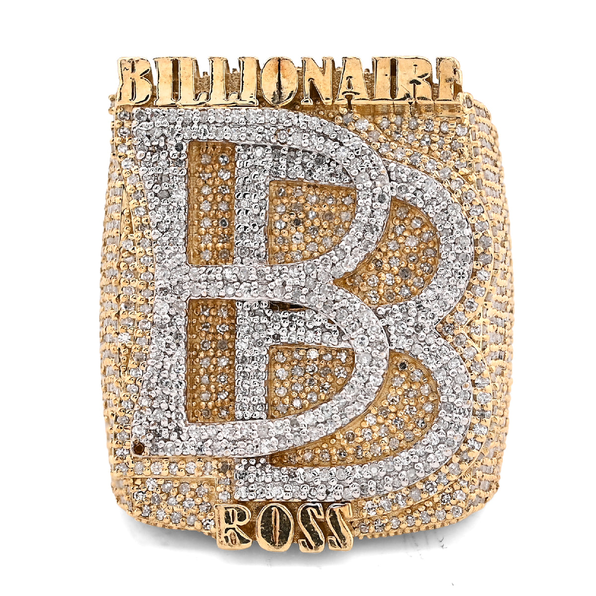 10k Yellow Gold 2.65 CTW BILLIONAIRE BOSS BB Initial Big Natural Diamond Men Custom Pinky Ring 31.1g