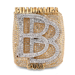 10k Yellow Gold 2.65 CTW BILLIONAIRE BOSS BB Initial Big Natural Diamond Men Custom Pinky Ring 31.1g