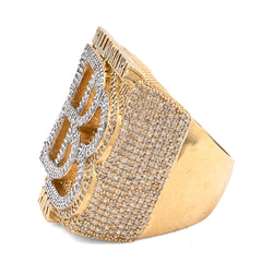 10k Yellow Gold 2.65 CTW BILLIONAIRE BOSS BB Initial Big Natural Diamond Men Custom Pinky Ring 31.1g