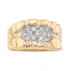 10k Yellow Gold 0.25 CTW Centre Natural Diamond Men Nugget Ring 6.6gm
