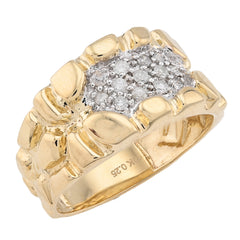 10k Yellow Gold 0.25 CTW Centre Natural Diamond Men Nugget Ring 6.6gm