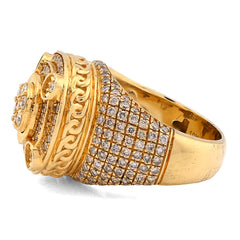 10k Yellow Gold Flower Cluster Multi Halo 2.55 CTW Natural Diamond Men Side Iced Pinky Ring 14g