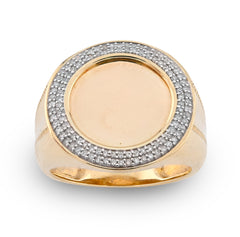 10k Yellow Gold 0.33 CTW Natural Diamond Edges Round Men Pinky Ring 7.9gm