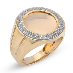 10k Yellow Gold 0.33 CTW Natural Diamond Edges Round Men Pinky Ring 7.9gm