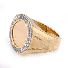 10k Yellow Gold 0.33 CTW Natural Diamond Edges Round Men Pinky Ring 7.9gm
