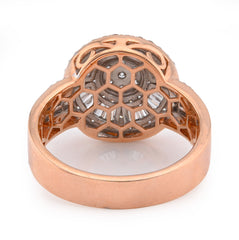 10k Rose Gold 1.25 CTW Round/Baguette Halo Flower Cluster Natural Diamond Men Pinky  Ring 6.7gms
