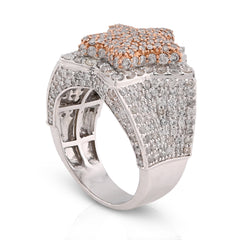 10k White/Rose Gold 4.40 CTW Natural Diamond Star Shape Men Pinky Ring 13.7g