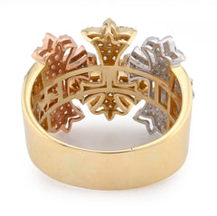 10k Gold Yellow/White/Rose Three Cross 2.5 CTW Natural Diamond Men Pinky Ring 11.1g
