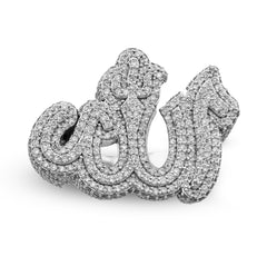 10k White Gold 4.75 CTW Natural Diamond Mens "Allah" Pinky Ring 24.7gms