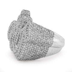 10k White Gold 4.75 CTW Natural Diamond Mens "Allah" Pinky Ring 24.7gms