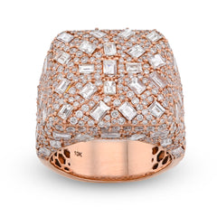 10k Rose Gold 7.85 CTW Round/Emerald Natural Diamond Square Side Iced Mens Pinky Ring 17.3g