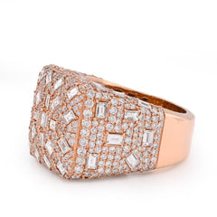 10k Rose Gold 7.85 CTW Round/Emerald Natural Diamond Square Side Iced Mens Pinky Ring 17.3g