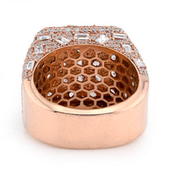10k Rose Gold 7.85 CTW Round/Emerald Natural Diamond Square Side Iced Mens Pinky Ring 17.3g