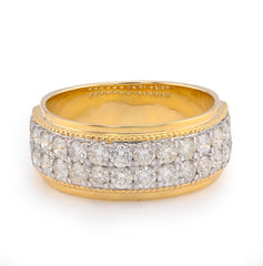 10k Yellow Gold 2 Row Natural Diamond 1.80 CTW Mens Band 8.8gms