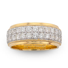 10k Yellow Gold 2 Row Natural Diamond 1.80 CTW Mens Band 8.8gms
