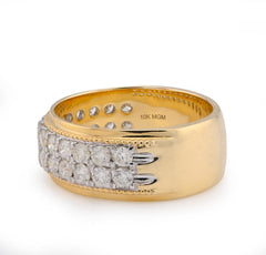 10k Yellow Gold 2 Row Natural Diamond 1.80 CTW Mens Band 8.8gms
