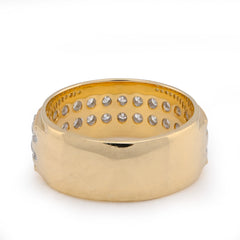 10k Yellow Gold 2 Row Natural Diamond 1.80 CTW Mens Band 8.8gms