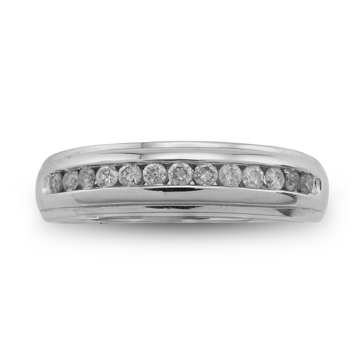 925 Sterling Silver 0.33 CTW Natural Diamond Single Row Centre Men Band 3.5g