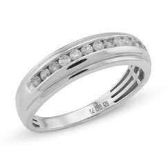 925 Sterling Silver 0.33 CTW Natural Diamond Single Row Centre Men Band 3.5g