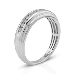 925 Sterling Silver 0.33 CTW Natural Diamond Single Row Centre Men Band 3.5g