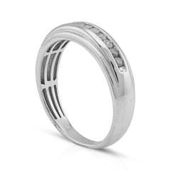 925 Sterling Silver 0.33 CTW Natural Diamond Single Row Centre Men Band 3.5g