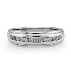 14k White Gold 0.50 CTW 9 Centre Natural Diamond Stone Men Band 5.8g