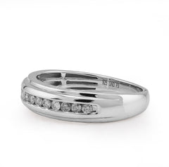 14k White Gold 0.50 CTW 9 Centre Natural Diamond Stone Men Band 5.8g